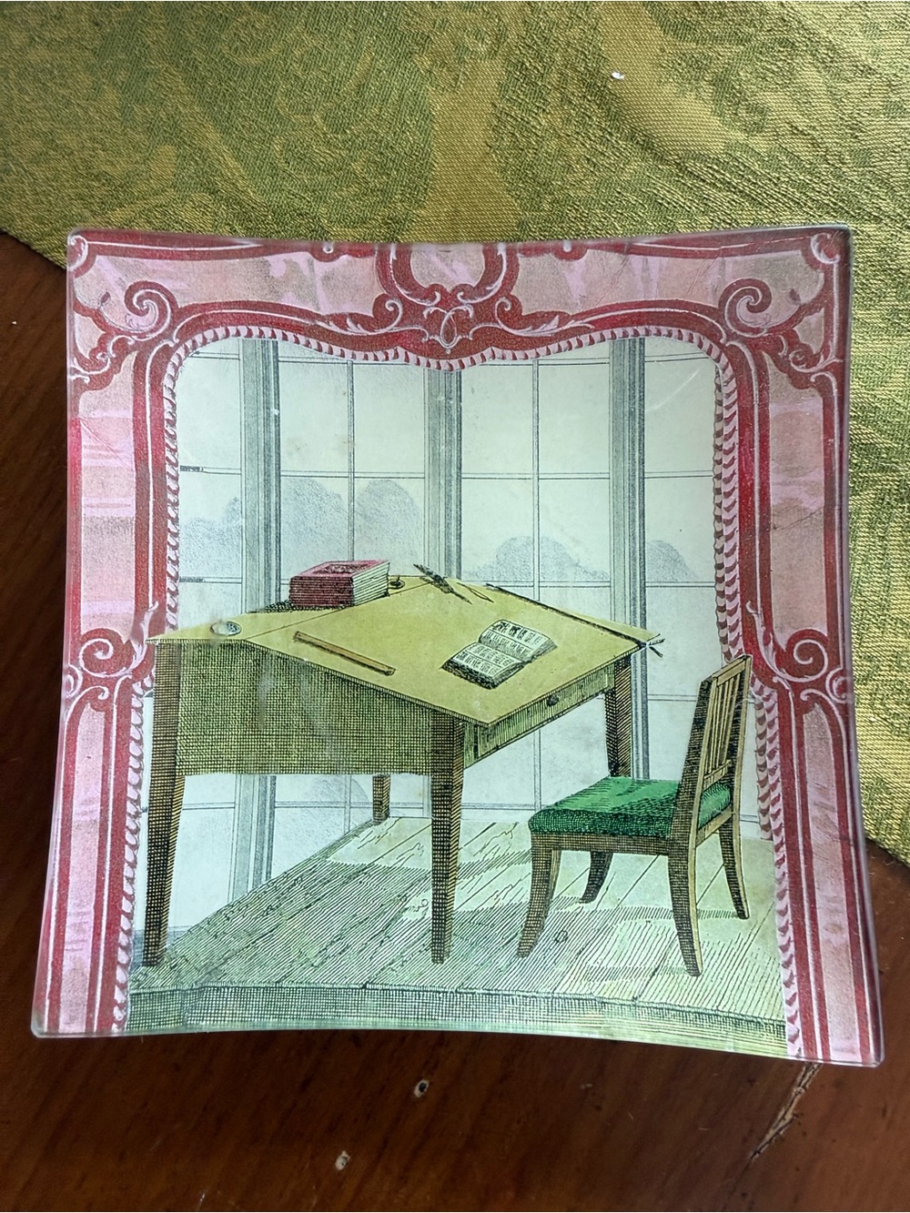 John Derian signed Glass Tray/Vide Poche